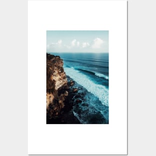 Cliffside Blue Ocean Waves - Aesthetic Posters and Art